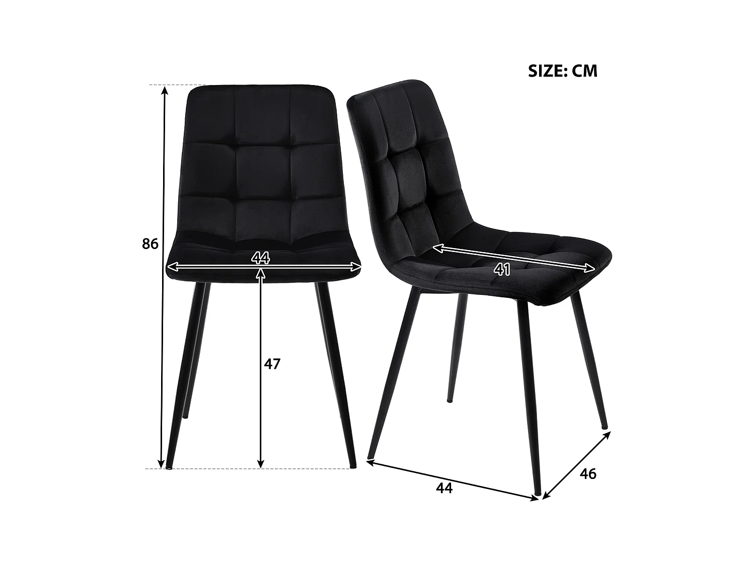 Juego de comedor de 5 piezas: mesa rectangular moderna de 117 cm con tablero de MDF y 4 sillas de terciopelo negro con elegantes patas doradas.