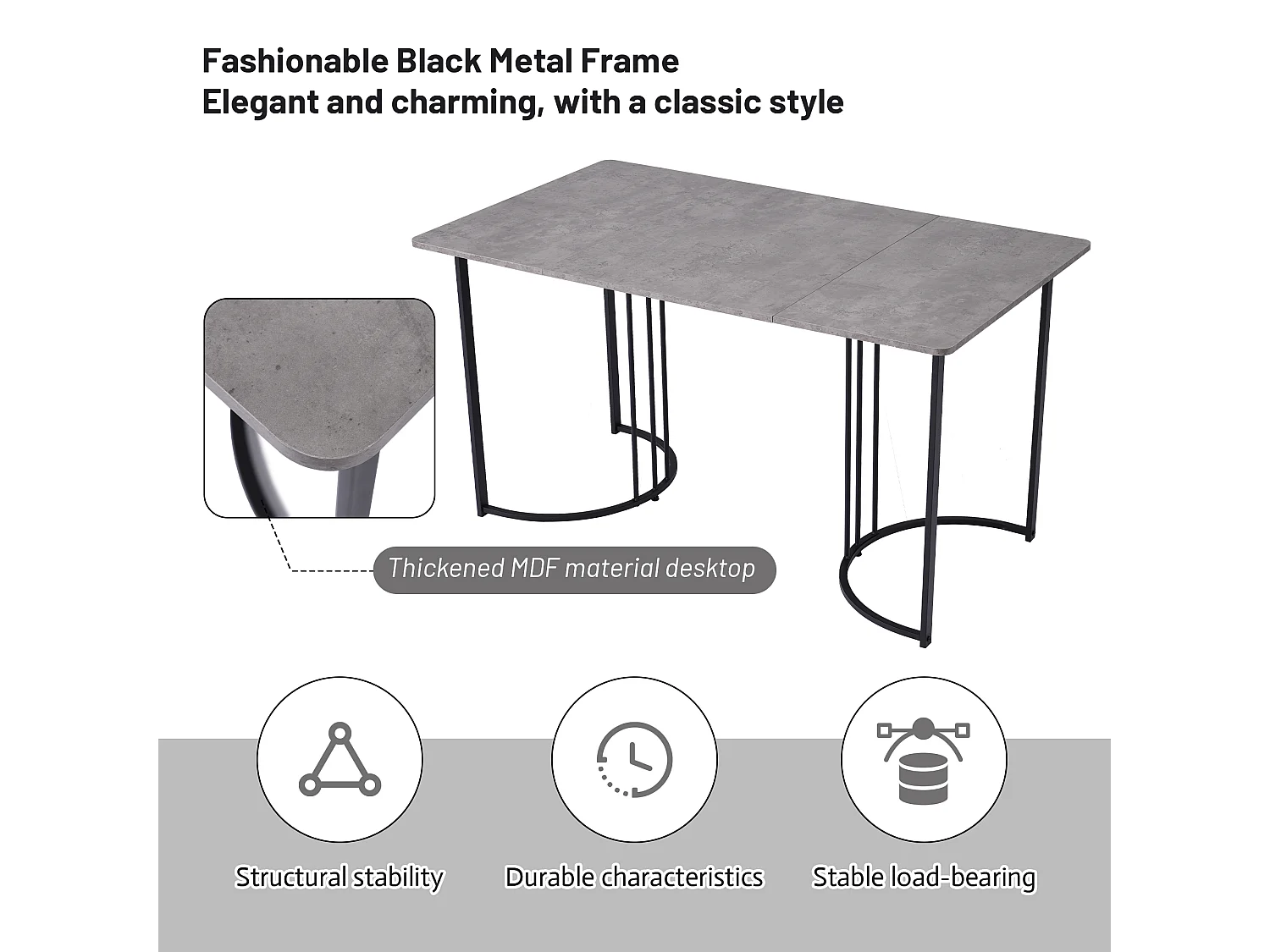 Ensemble Salle à Manger 5 Pièces – Table 140×80 cm Plateau MDF Gris avec Pieds Métal Noirs + 4 Chaises en Velours Vert Foncé, Design Moderne