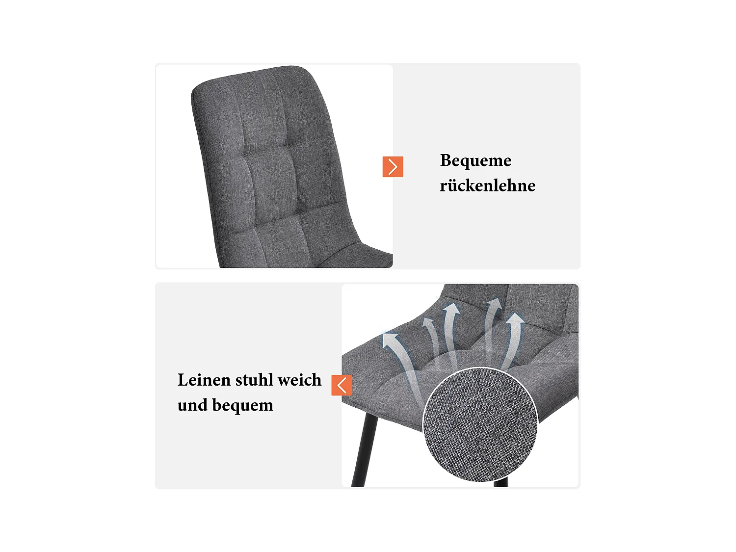 Ensemble Salle à Manger 5 Pièces – Table 140×80 cm avec Pieds Métal Doré et Plateau MDF Blanc + 4 Chaises en Tissu Lin Gris Foncé Moderne