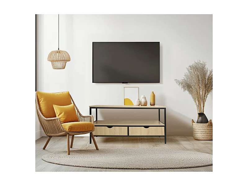 TV-Schrank "Detroit" im Industriestil mit Schublade - 113 x 40 x 55 cm - Beige