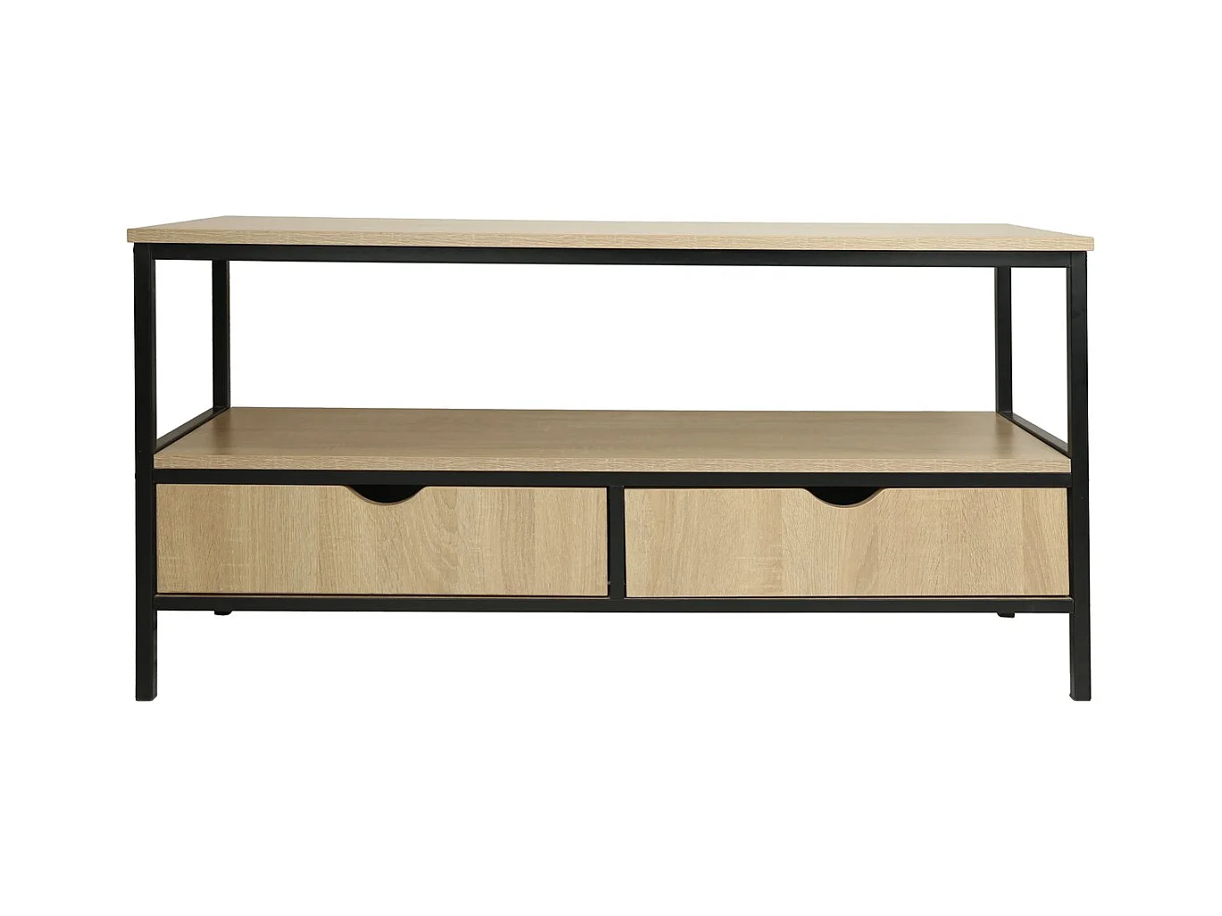 Meuble TV avec tiroir style industriel "Detroit" - 113 x 40 x 55 cm - Beige