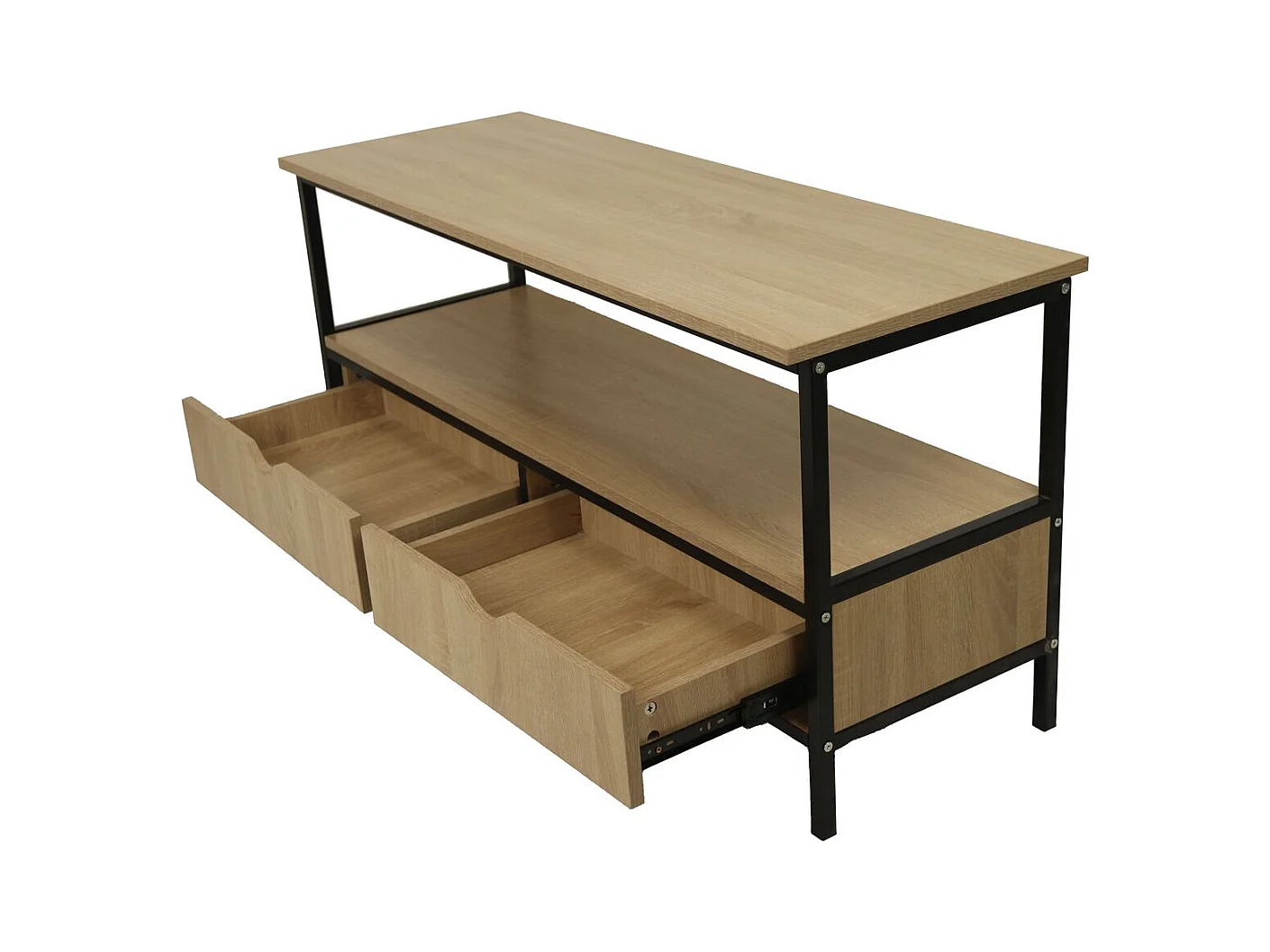 Meuble TV avec tiroir style industriel "Detroit" - 113 x 40 x 55 cm - Beige