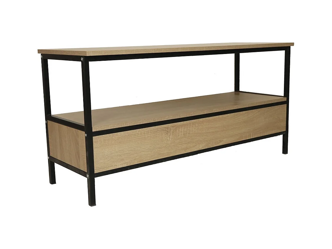 Meuble TV avec tiroir style industriel "Detroit" - 113 x 40 x 55 cm - Beige