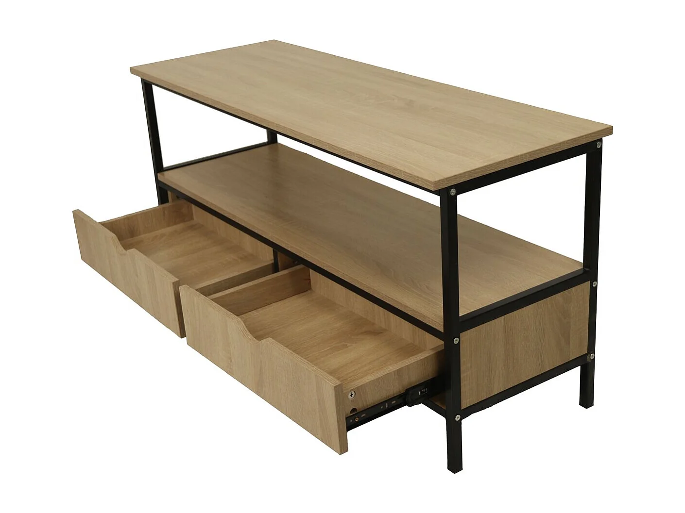 Meuble TV avec tiroir style industriel "Detroit" - 113 x 40 x 55 cm - Beige