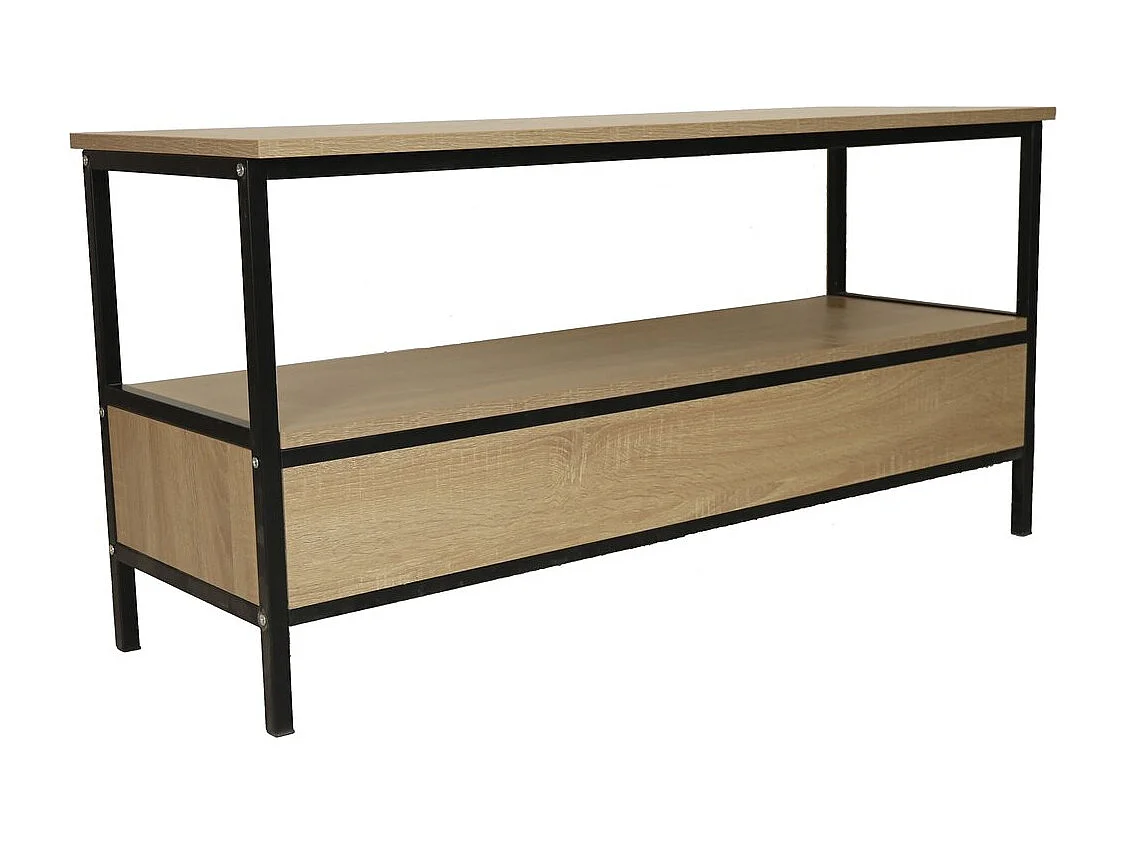 Meuble TV avec tiroir style industriel "Detroit" - 113 x 40 x 55 cm - Beige