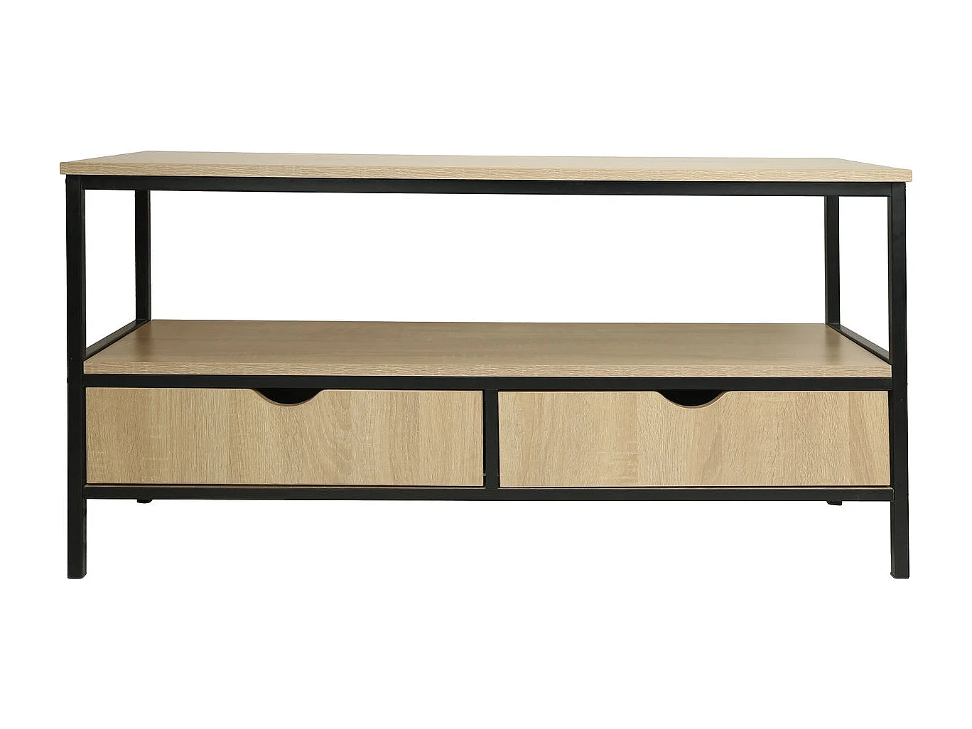 Meuble TV avec tiroir style industriel "Detroit" - 113 x 40 x 55 cm - Beige