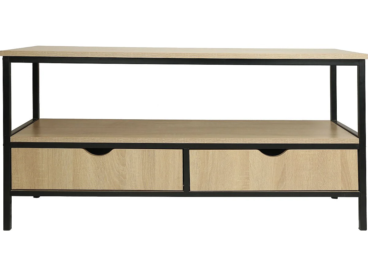 Meuble TV avec tiroir style industriel "Detroit" - 113 x 40 x 55 cm - Beige