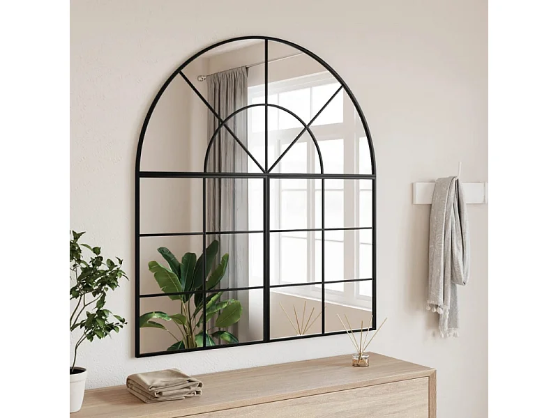 Miroir mural noir 100x110 cm arche fer