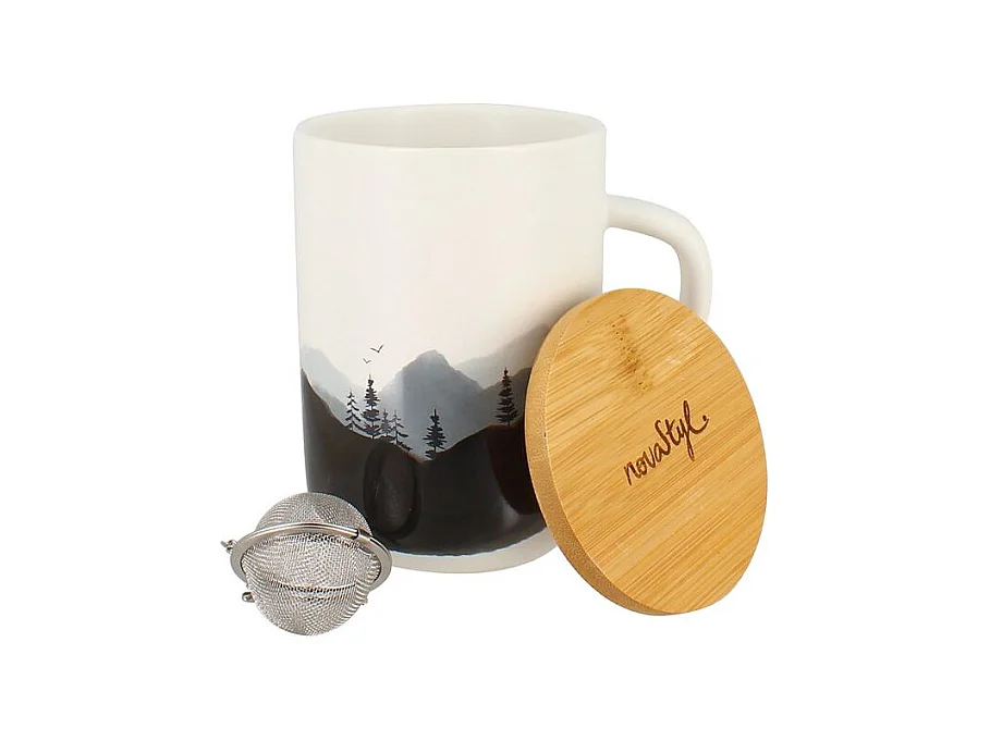 Tisanière Alpage 475ml en Grès avec Couvercle en Bambou Nova Styl