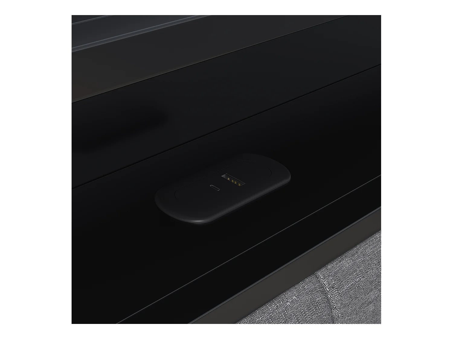 Gestoffeerd bed 160 x 200 cm, met opbergruimte en lattenbodem, LED en USB, linnen, grijs