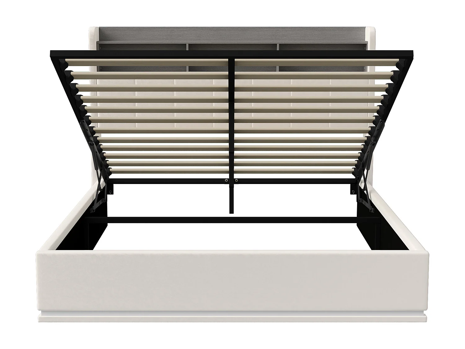 Letto contenitore 140x200 Letto matrimoniale imbottito, con LED e USB, rete a doghe, Velluto, Bianco