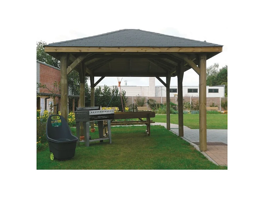 Kiosque Solid Superia - 21,84 m² - Sapin du Nord certifié - Imprégné - Shingle noir