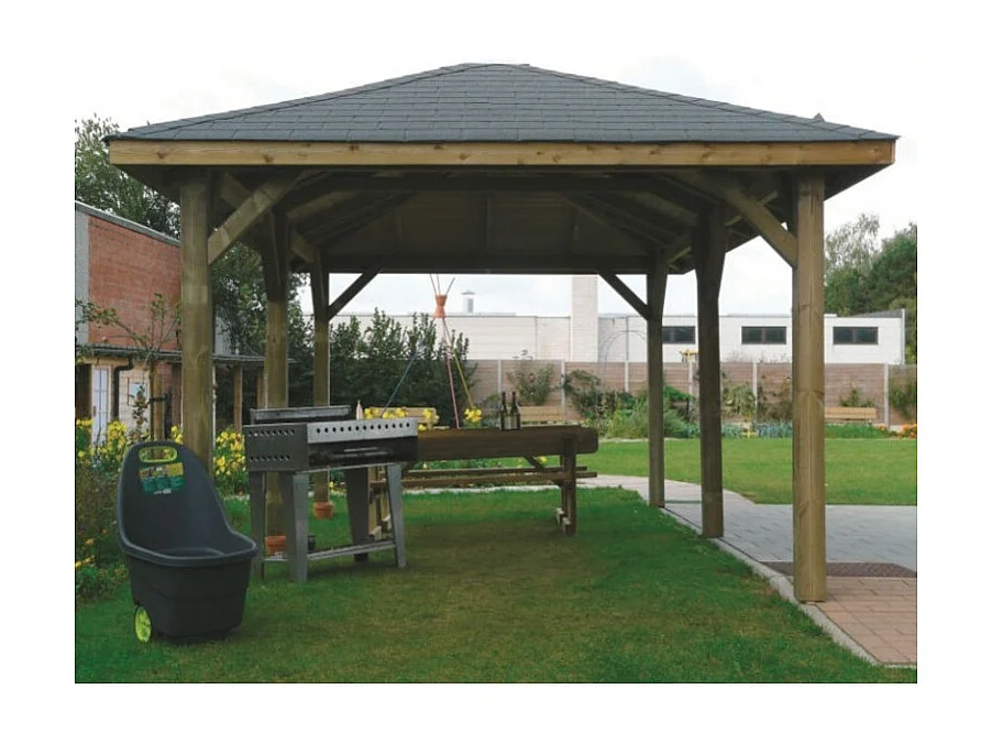 Kiosque Solid Superia - 21,84 m² - Sapin du Nord certifié - Imprégné - Shingle noir