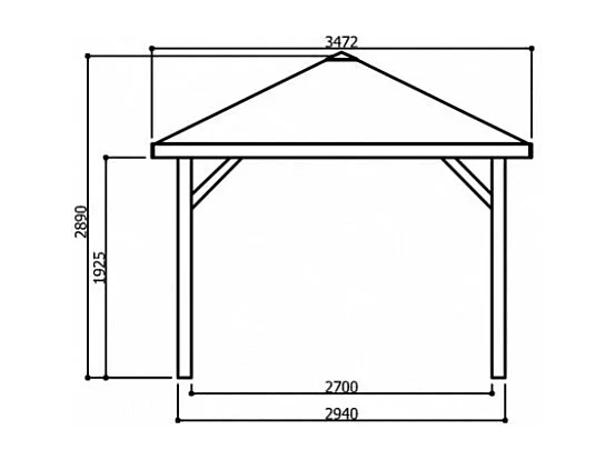 Kiosque 3470 x 3470 cm - Pin d'Europe du Nord - Surface 12,05 m²