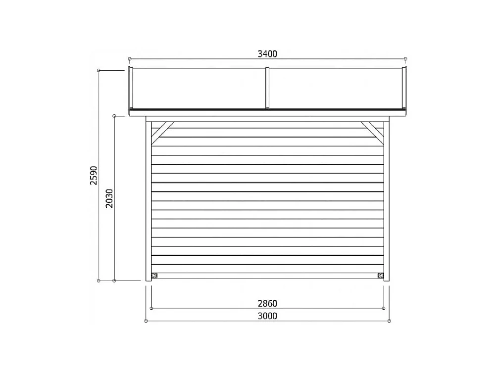 Kiosque Ronsburg 3400 x 2500 cm - 8,5 m² - Pin d'Europe du Nord - Double pente