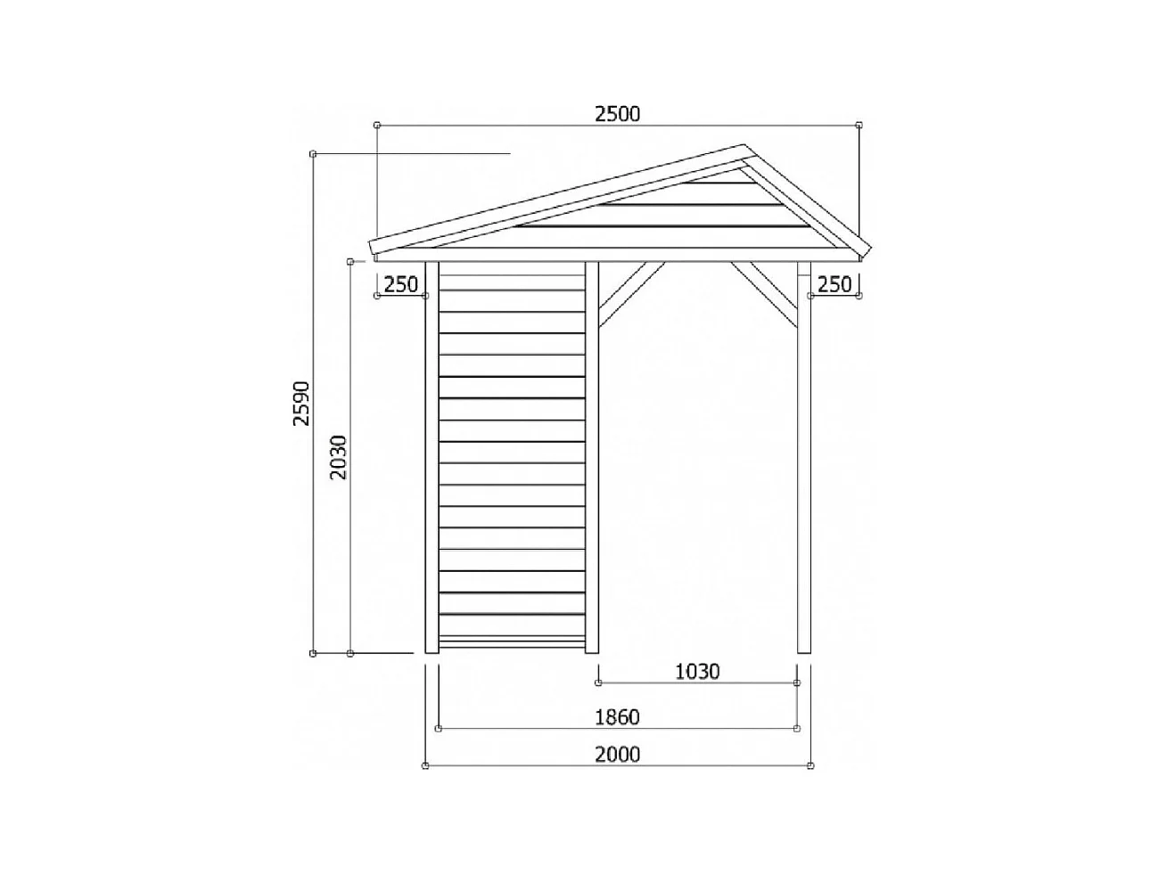 Kiosque Ronsburg 3400 x 2500 cm - 8,5 m² - Pin d'Europe du Nord - Double pente