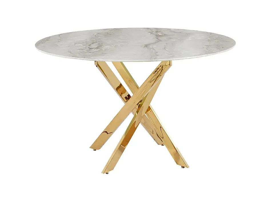 Table a manger ronde JESSICA Gold XXL 120 cm 4 couverts effet marbré gris