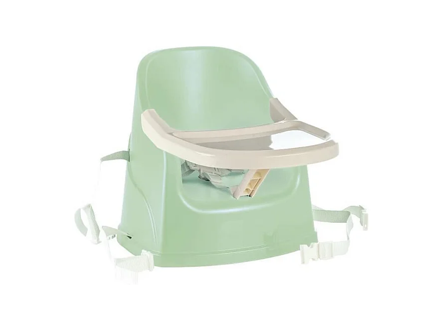 Chaise haute évolutive en rehausseur de chaise + Coffret vaisselle + Boîtes de conservation + Bavoir semi-rigide