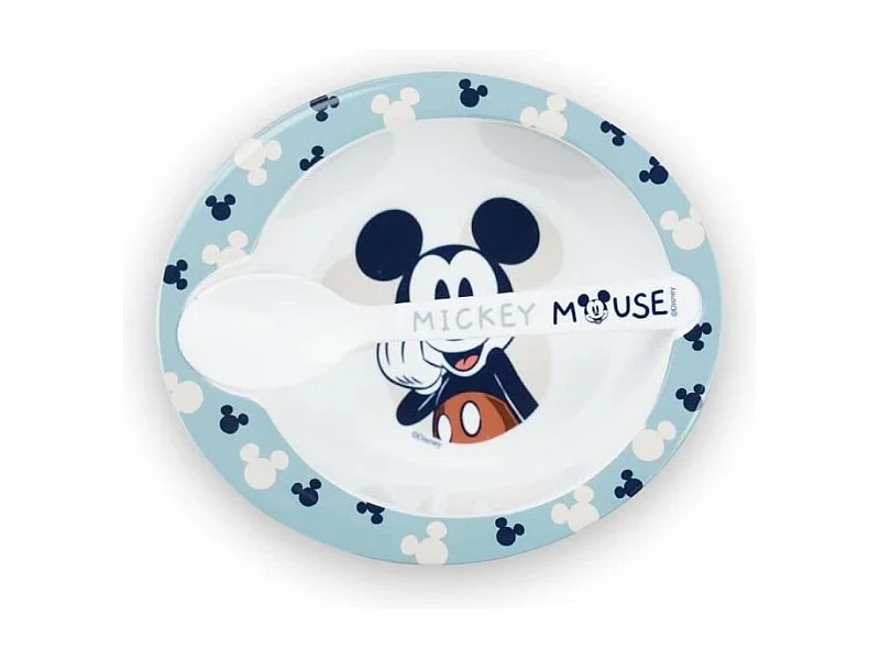 Set Repas Micro-Onde Bol + Cuillère Mickey in Acciaio Inossidabile