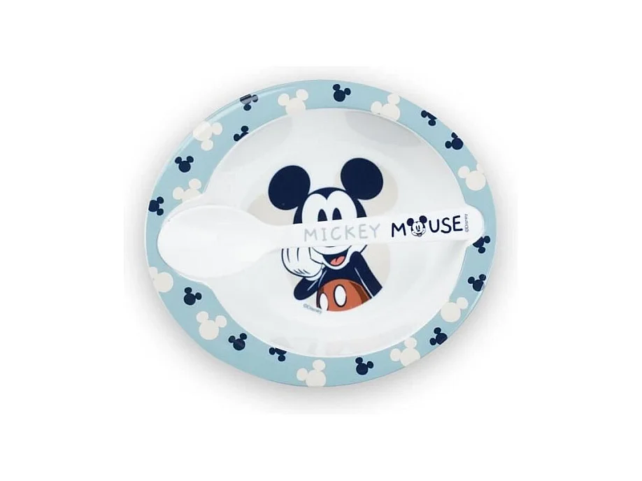 Set Repas Micro-Onde Bol + Cuillère Mickey en Acier Inoxydable