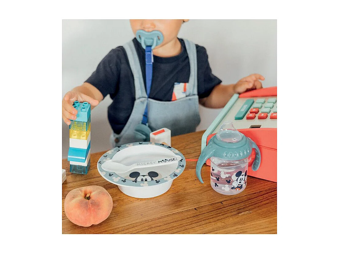 Set Repas Micro-Onde Bol + Cuillère Mickey en Acier Inoxydable