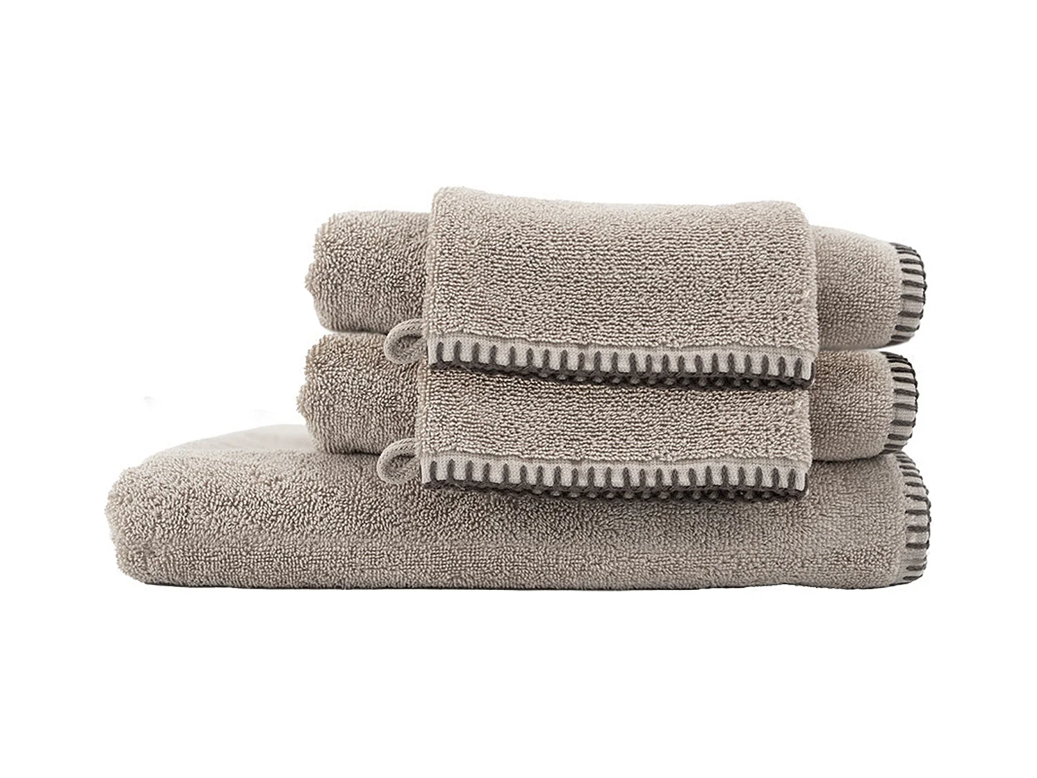 Parure de bain éponge bouclette FJORD coton Beige sable 5 pièces