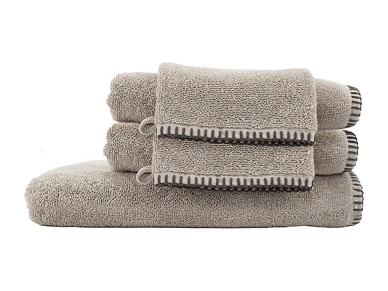 Parure de bain éponge bouclette FJORD coton Beige sable 5 pièces