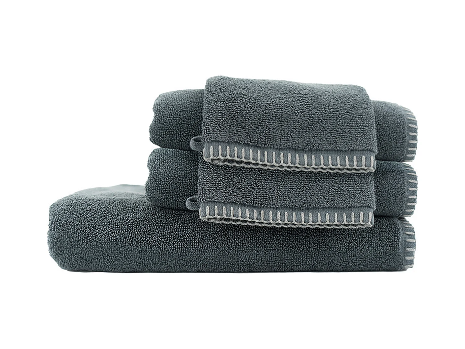 Parure de bain éponge bouclette FJORD coton gris plomb 5 pièces