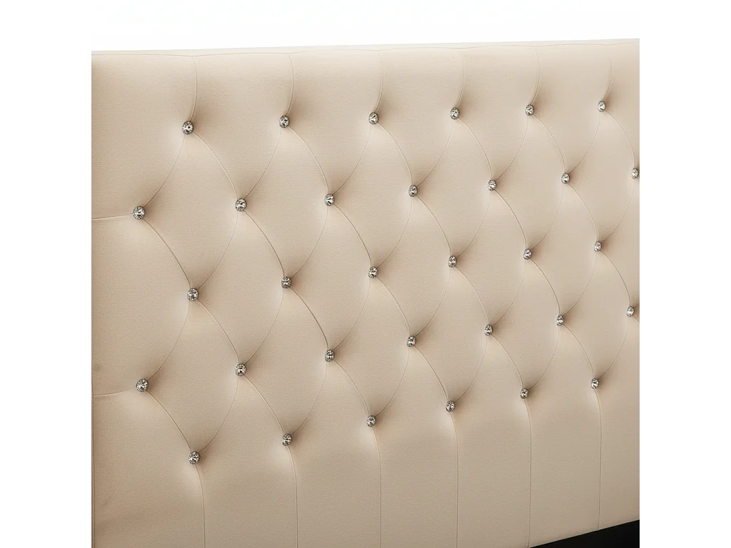 Lit coffre capitonné velours beige 160x200 cm sommier inclus VICTORIA