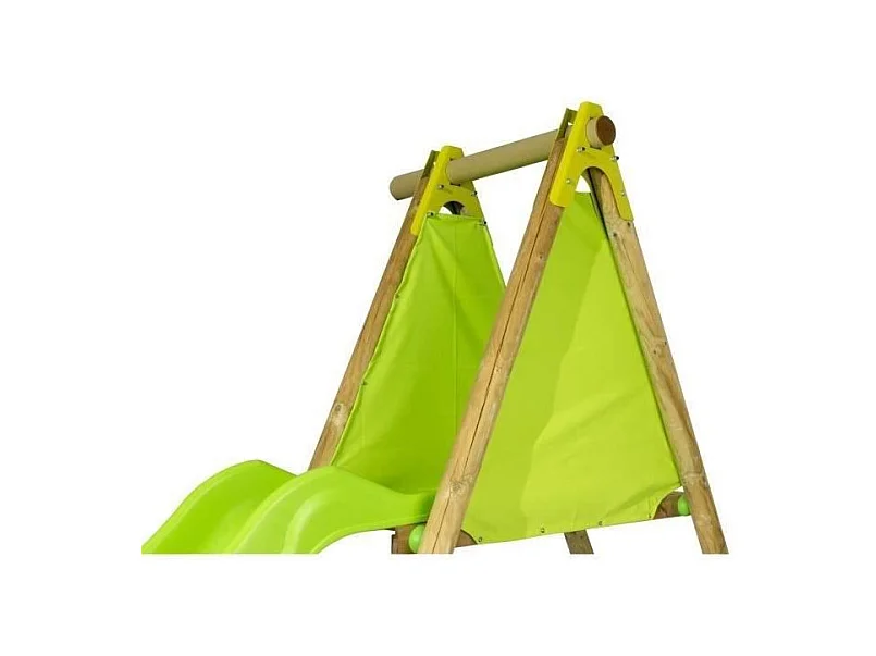 Portique bois et métal - 2,30m - 2 balançoires et 1 toboggan 2,63m - ARROBA TRIGANO