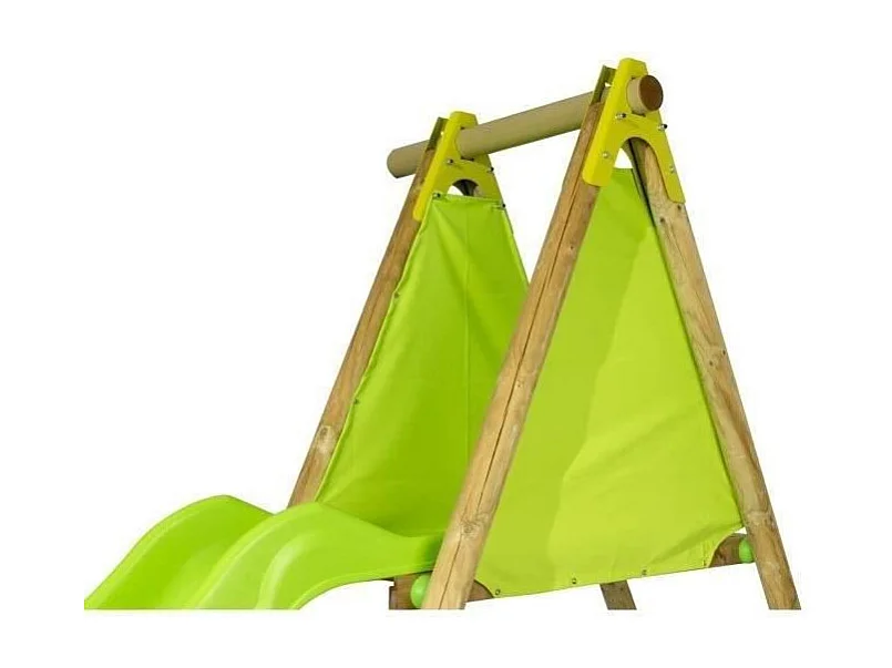 Speeltuin ARROBA in hout en metaal - Schommel 2 schommels, platform en glijbaan van 2,63 m