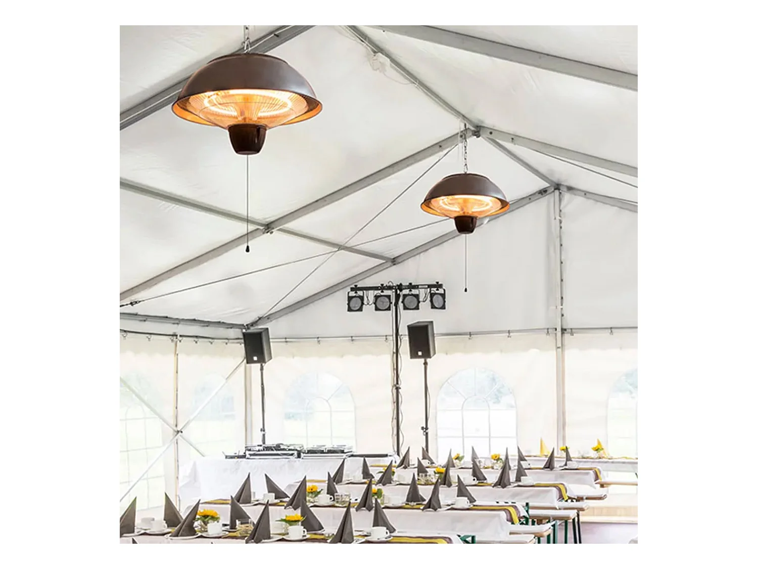 Chauffe-terrasse KRATOS infrarouge suspendu 1500W – À chaîne – Acier – 14 m² de portée