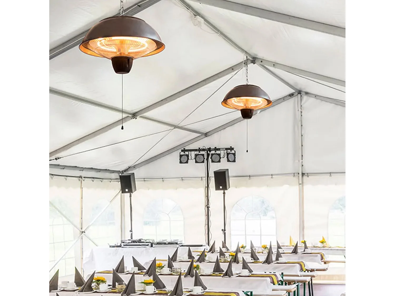 Chauffe-terrasse KRATOS infrarouge suspendu 1500W – À chaîne – Acier – 14 m² de portée