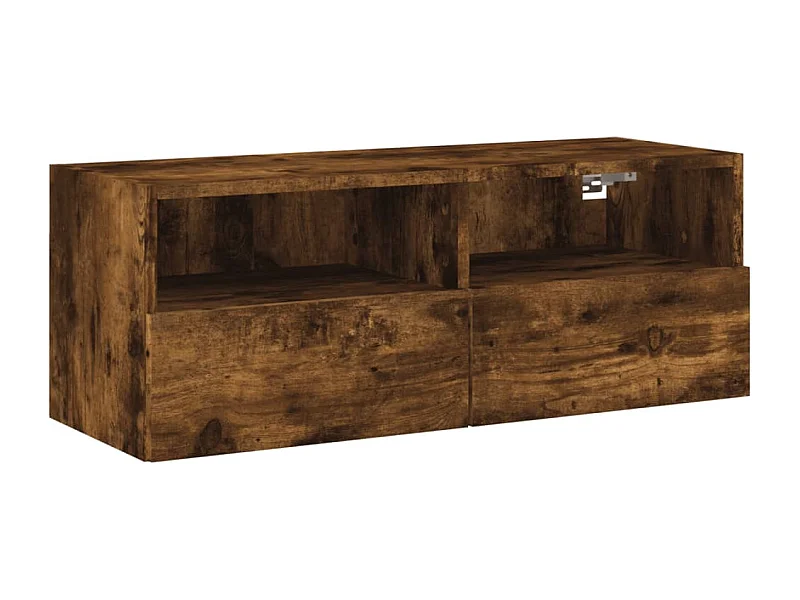 Meuble TV multimédia étagère bois marron 80 x 30 x 30 cm 02_0028139