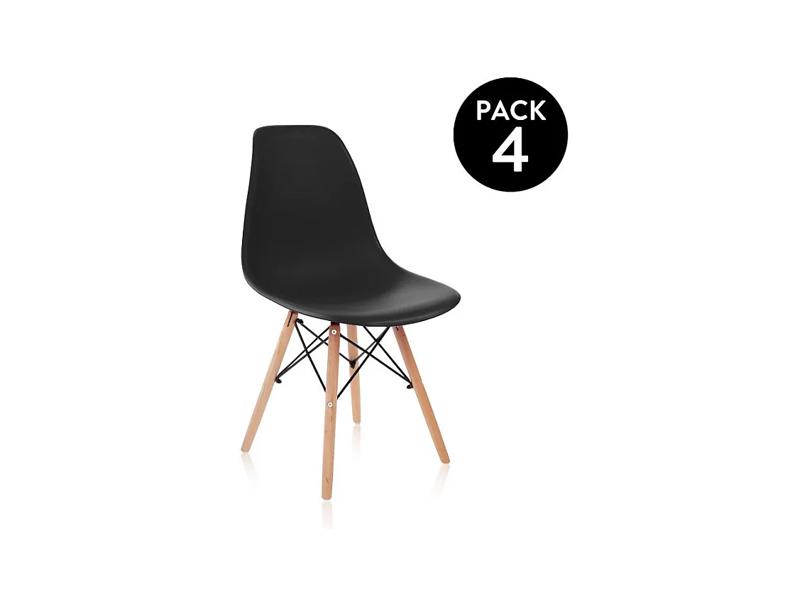 Pack 4 sillas Tower Wood Negro