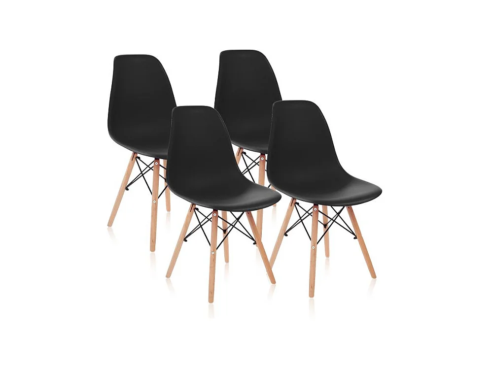 Pack 4 sillas Tower Wood Negro