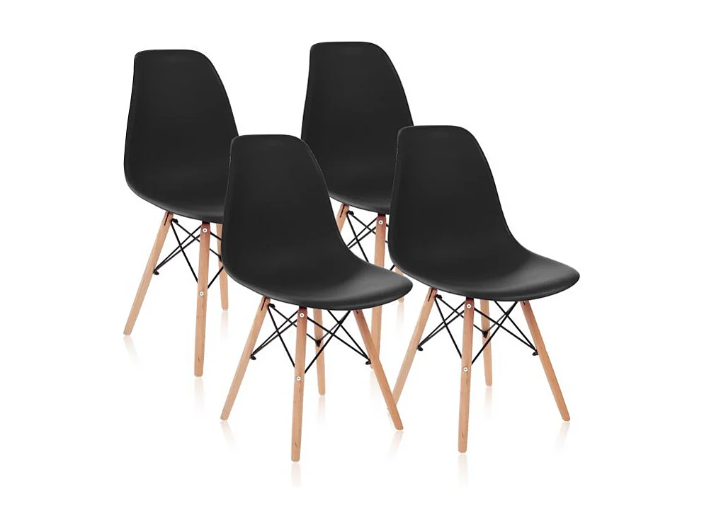 Pack 4 sillas Tower Wood Negro