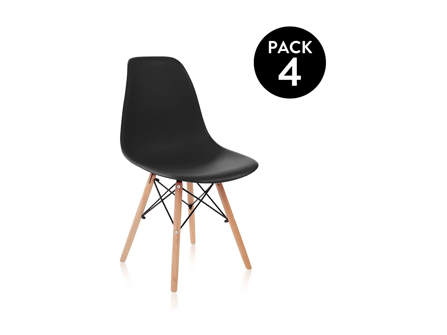 Conjunto de 4 cadeiras Tower Wood Negro