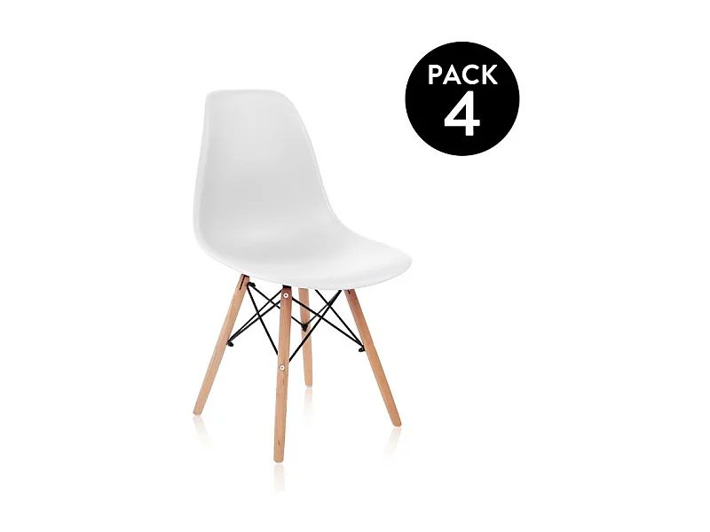 Pack 4 sillas Tower Wood Blanco