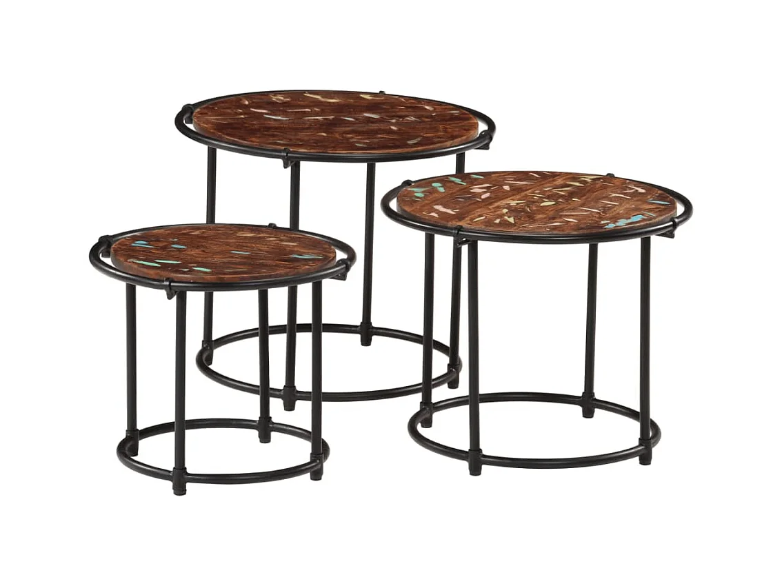 Tables gigognes 3 pcs bois massif de récupération FR970451