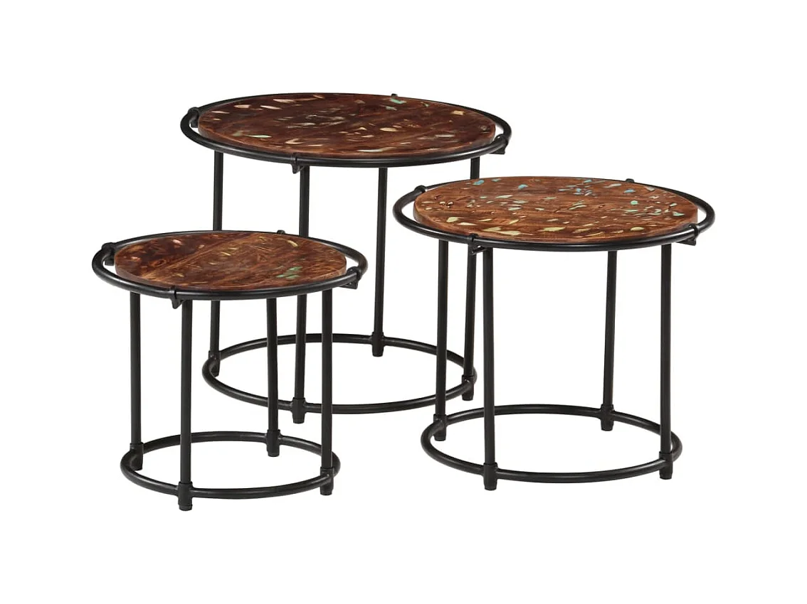 Tables gigognes 3 pcs bois massif de récupération FR970451