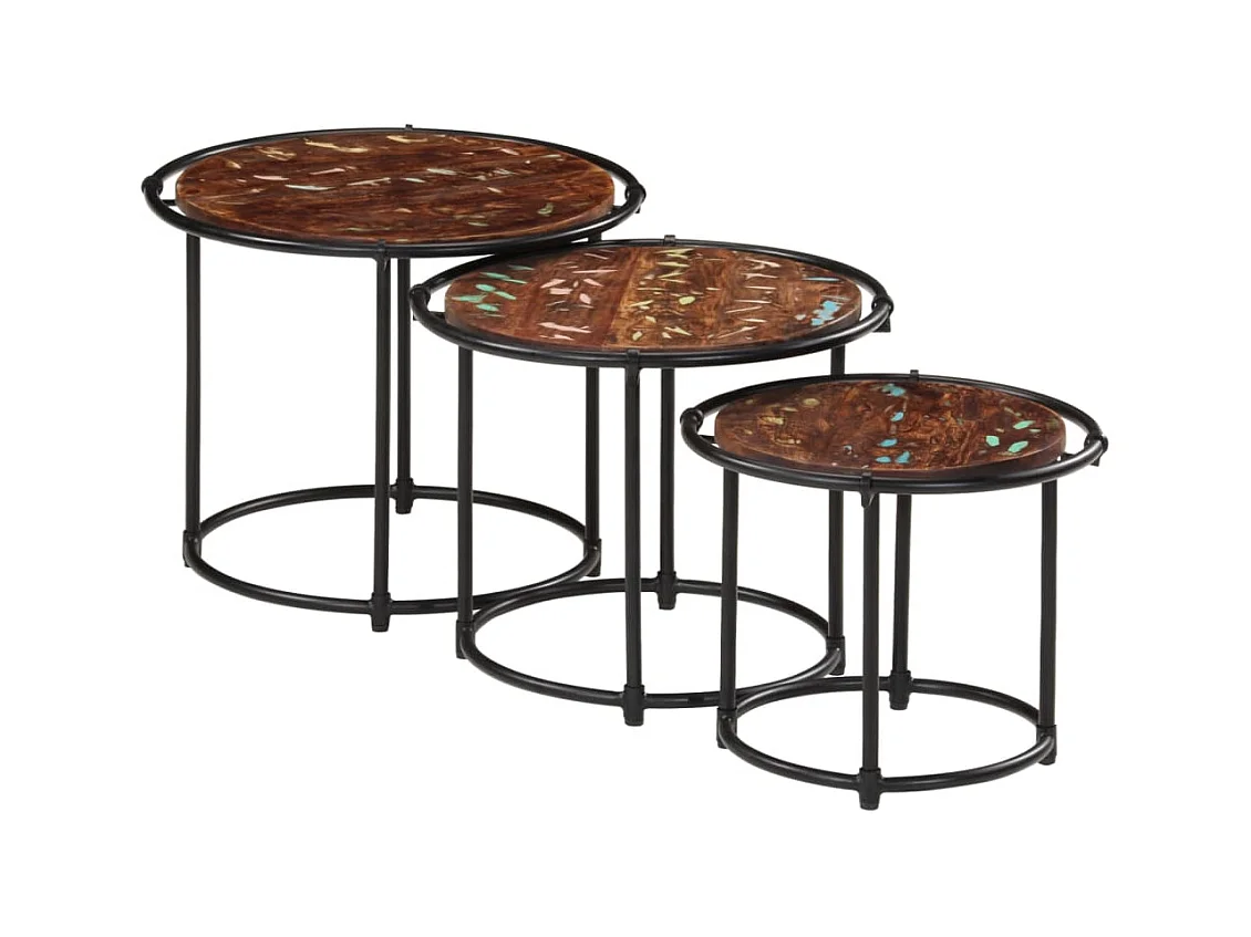 Tables gigognes 3 pcs bois massif de récupération FR970451
