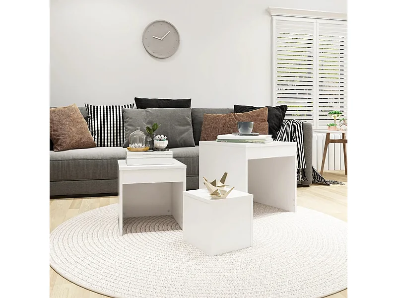 Mesas de encastrar 3 pcs madeira processada branco PT546790