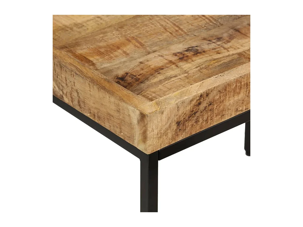 Tables basses gigognes 3pcs bois de manguier massif brut et fer FR250891