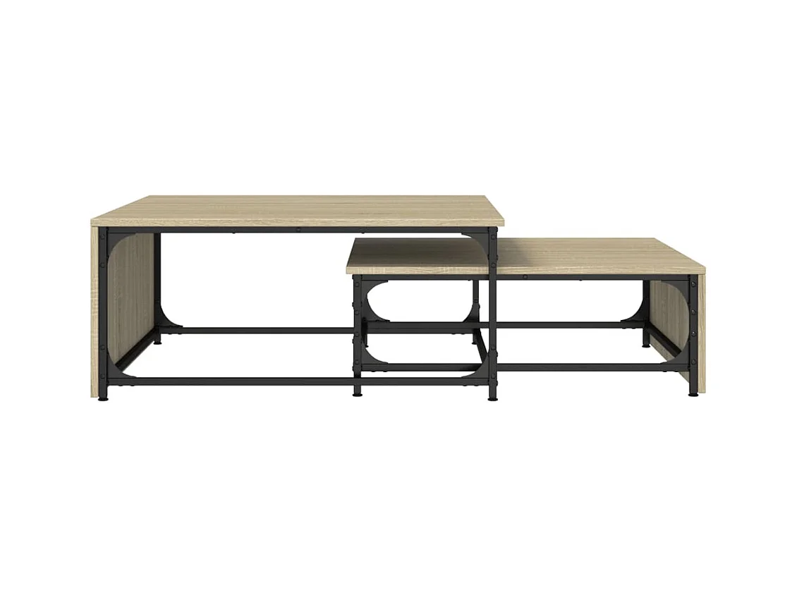Tables basses gigognes 2 pcs chêne sonoma bois ingénierie métal FR768911
