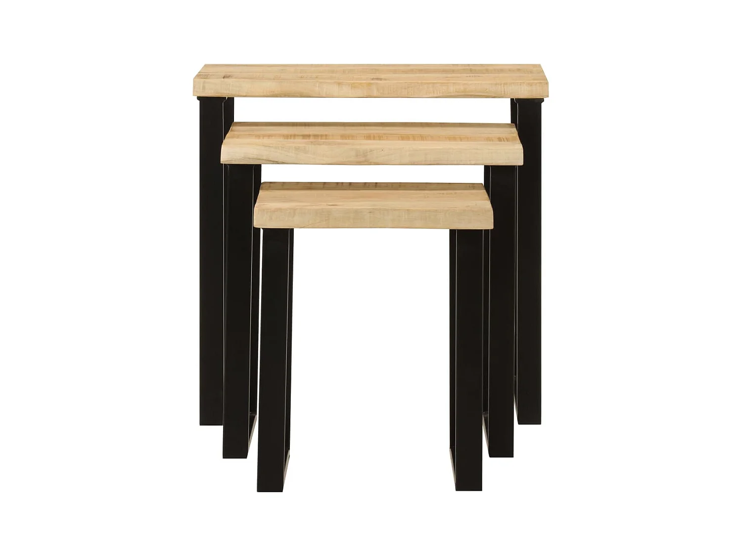 Tables gigognes 3 pcs avec bord vivant bois de manguier massif FR551494