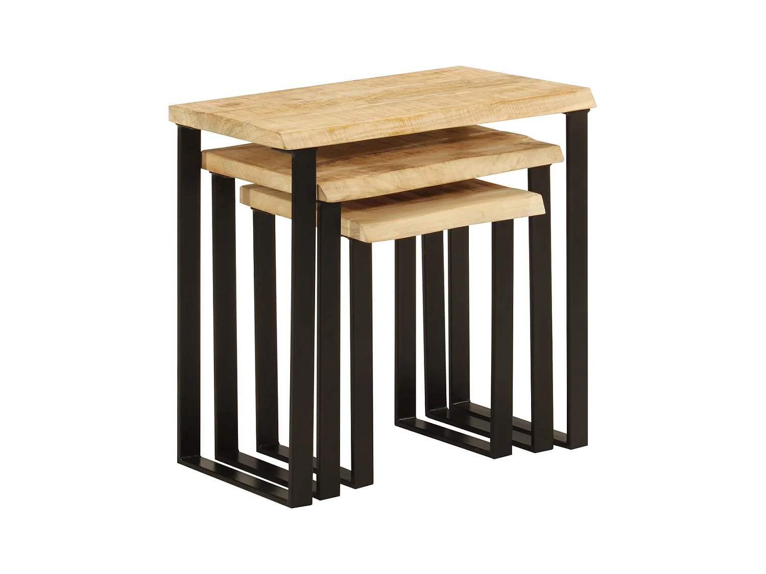 Tables gigognes 3 pcs avec bord vivant bois de manguier massif FR551494