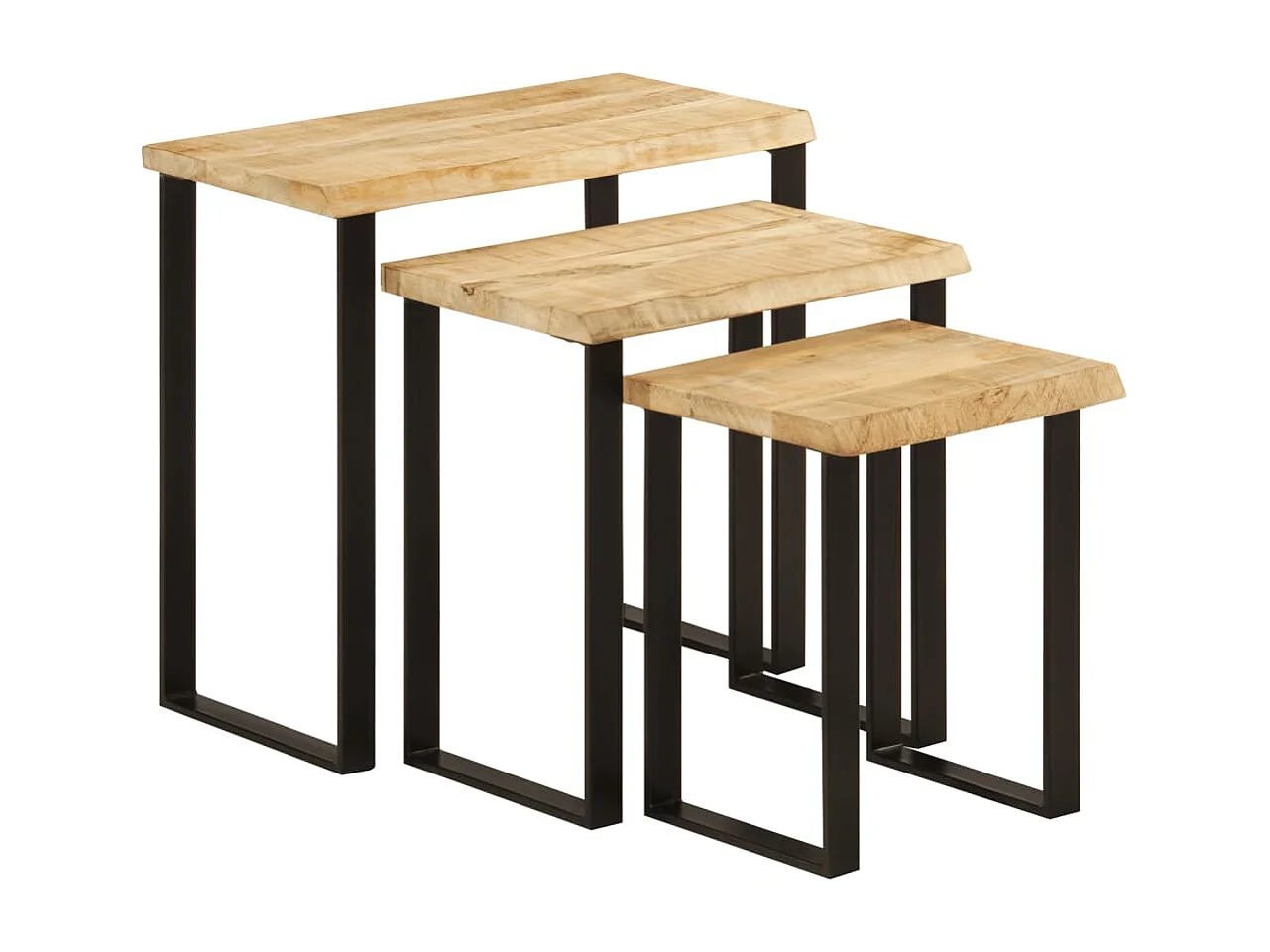 Tables gigognes 3 pcs avec bord vivant bois de manguier massif FR551494