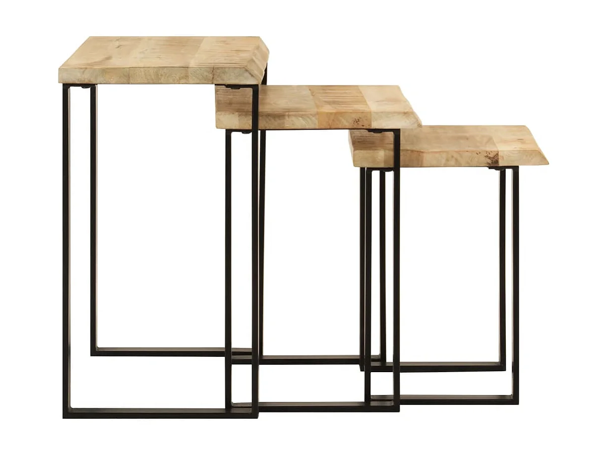 Tables gigognes 3 pcs avec bord vivant bois de manguier massif FR551494