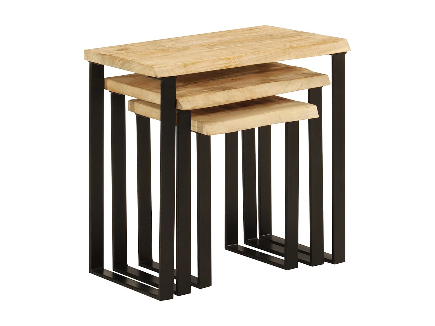 Tables gigognes 3 pcs avec bord vivant bois de manguier massif FR551494